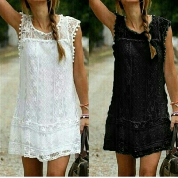 Dresses & Skirts - Boho mini dress  in black (NWOT)
